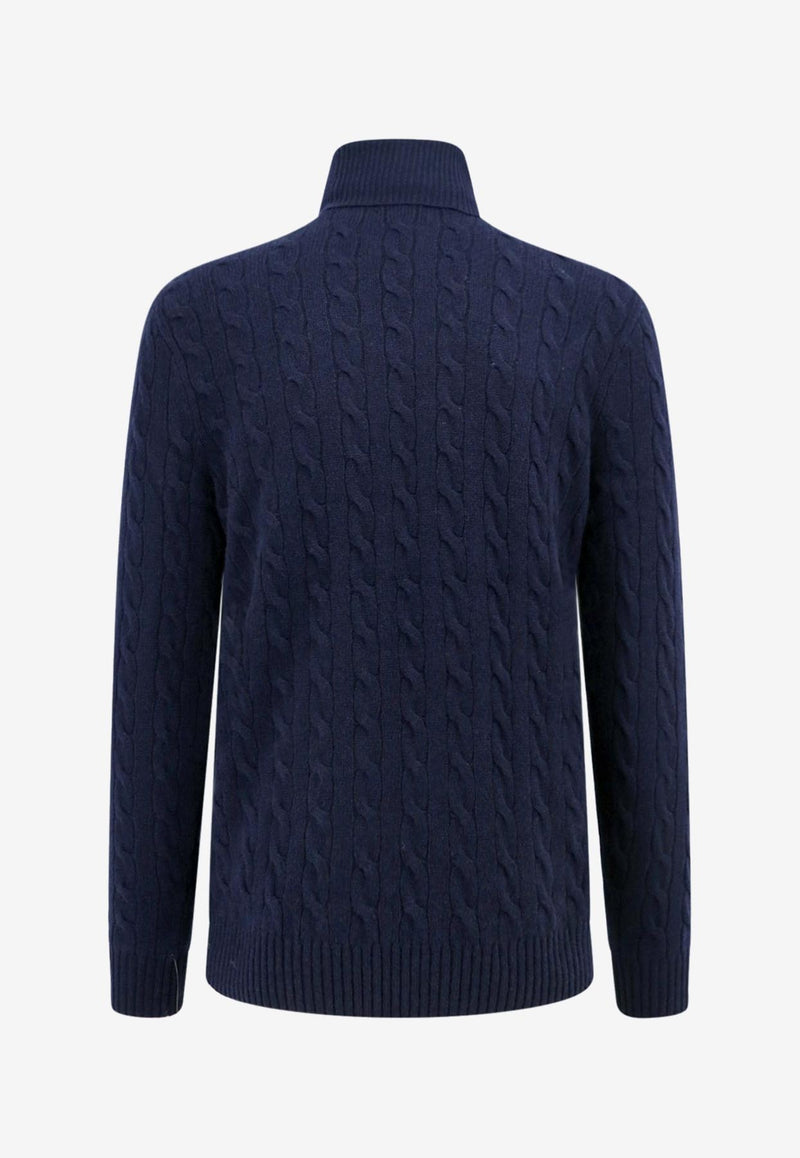 Polo Ralph Lauren Cable Knit Turtleneck Logo Sweater Blue 710876836_005_Blue_29844063