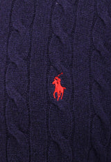 Polo Ralph Lauren Cable Knit Turtleneck Logo Sweater Blue 710876836_005_Blue_29844063