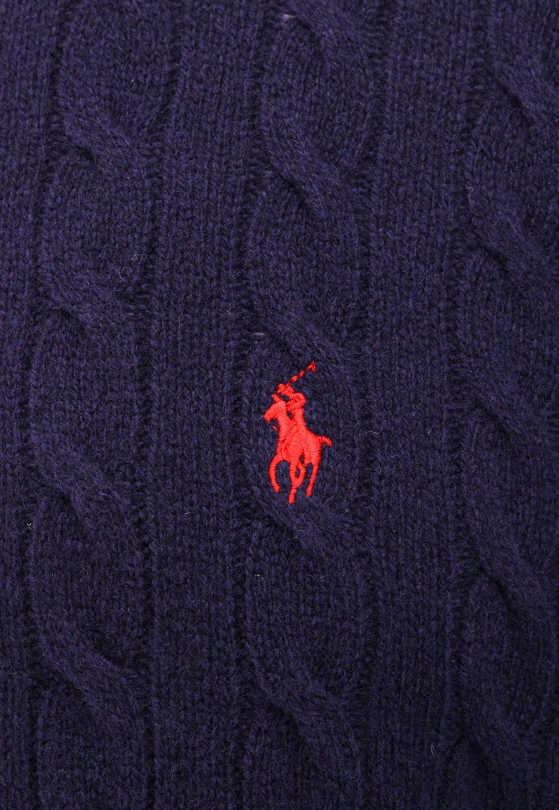 Polo Ralph Lauren Cable Knit Turtleneck Logo Sweater Blue 710876836_005_Blue_29844063