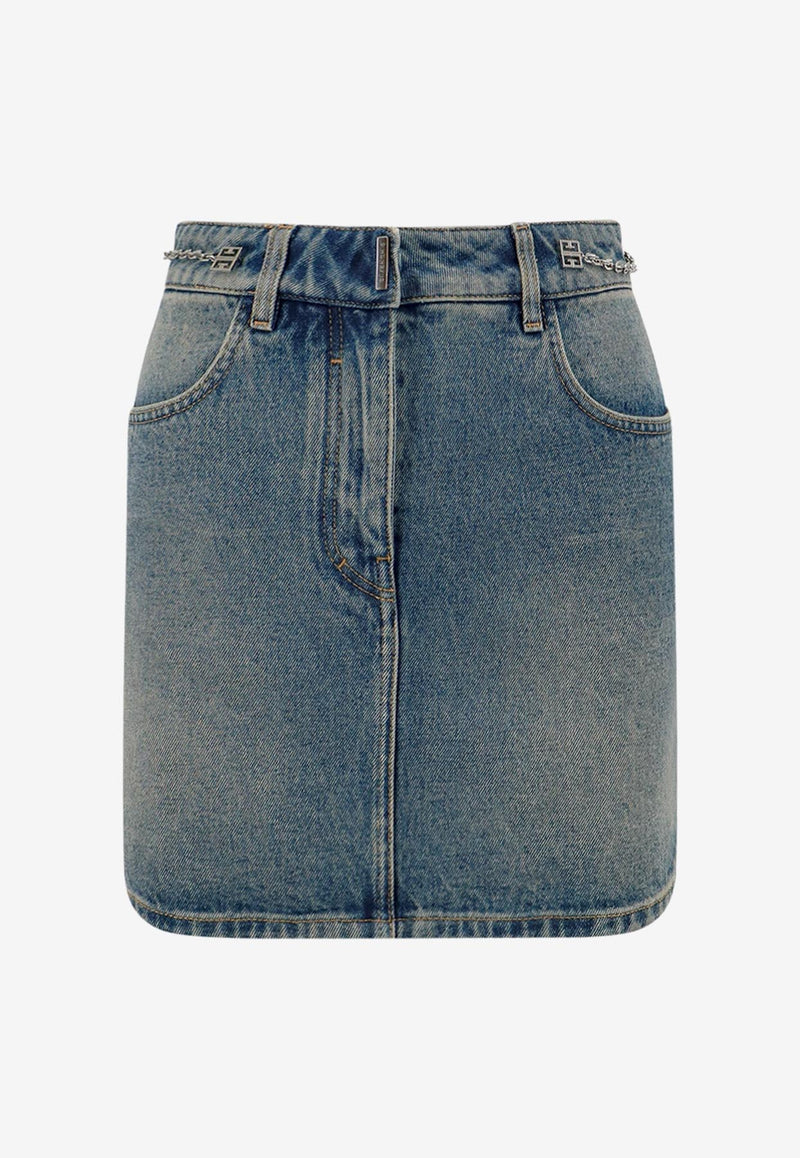 Givenchy 4G Chain Mini Denim Skirt Blue BW40SQ5Y9N_420_Blue_29846240