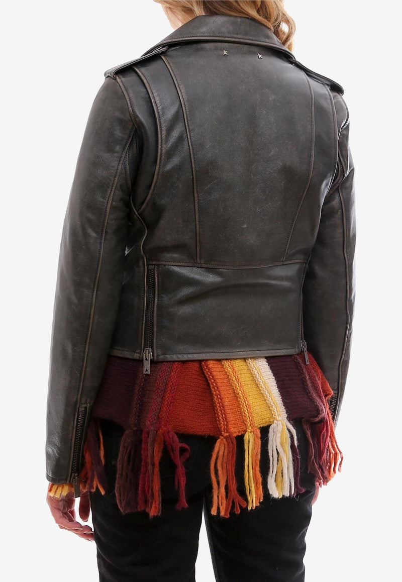 Golden Goose DB Distressed Leather Biker Jacket Black GWP00848P000647_90100_Black_29856795