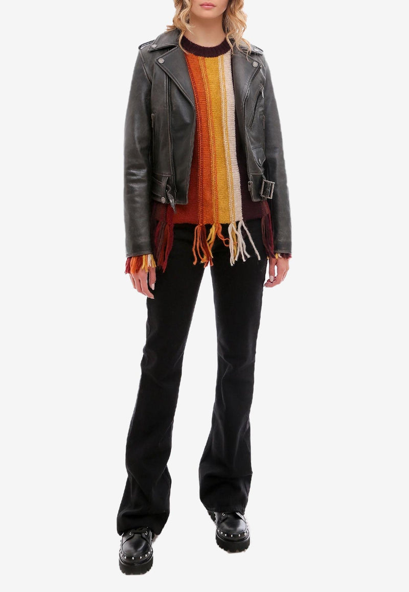 Golden Goose DB Distressed Leather Biker Jacket Black GWP00848P000647_90100_Black_29856795