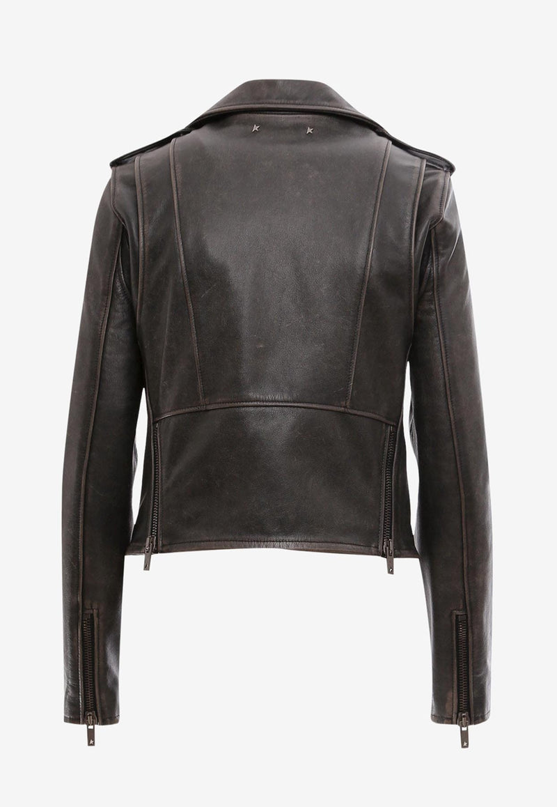Golden Goose DB Distressed Leather Biker Jacket Black GWP00848P000647_90100_Black_29856795