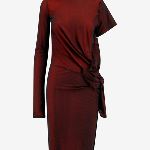 Asymmetric Draped Midi Dress – THAHAB KW