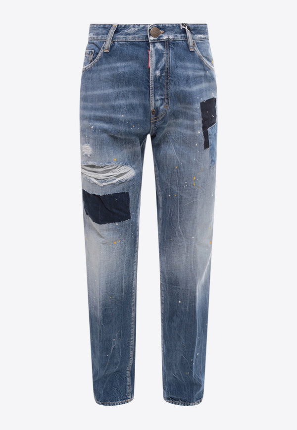 Dsquared2 Logo Patch Ripped Jeans Blue S74LB1349S30309_470_Blue_29845899