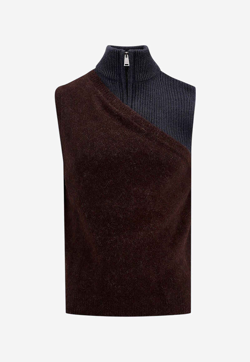 Fendi Paneled Wool Sleeveless Sweater Vest Brown FZC453APP4_F1M0V_MultiColour_29851883