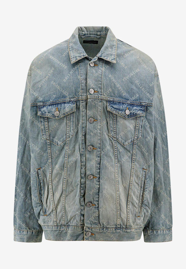 Balenciaga Diagonal Logo Washed Denim Jacket Blue 773616TPW53_4868_Blue_29845951