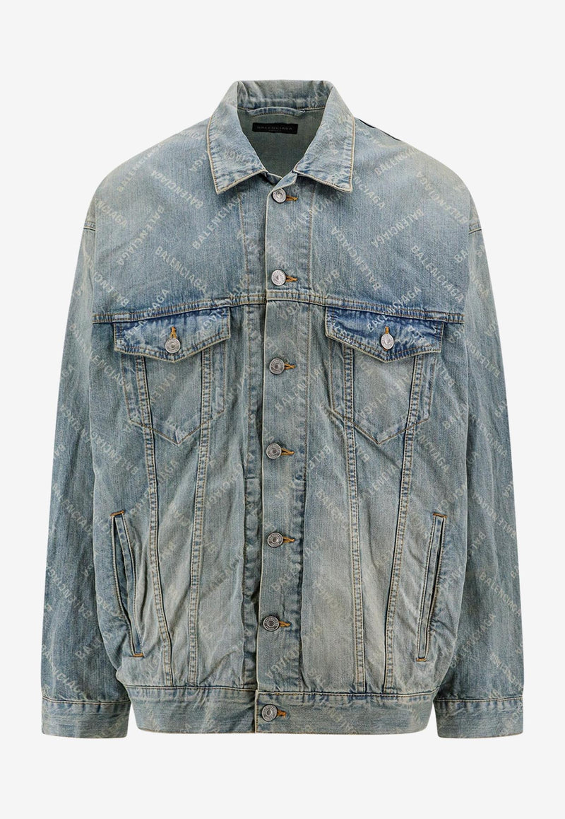 Balenciaga Diagonal Logo Washed Denim Jacket Blue 773616TPW53_4868_Blue_29845951