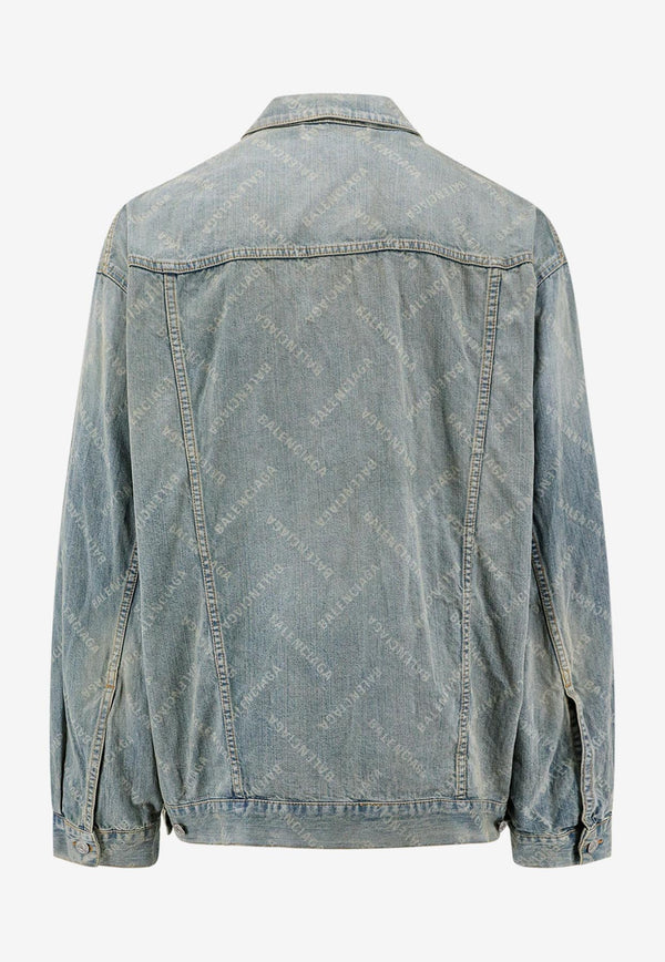 Balenciaga Diagonal Logo Washed Denim Jacket Blue 773616TPW53_4868_Blue_29845951