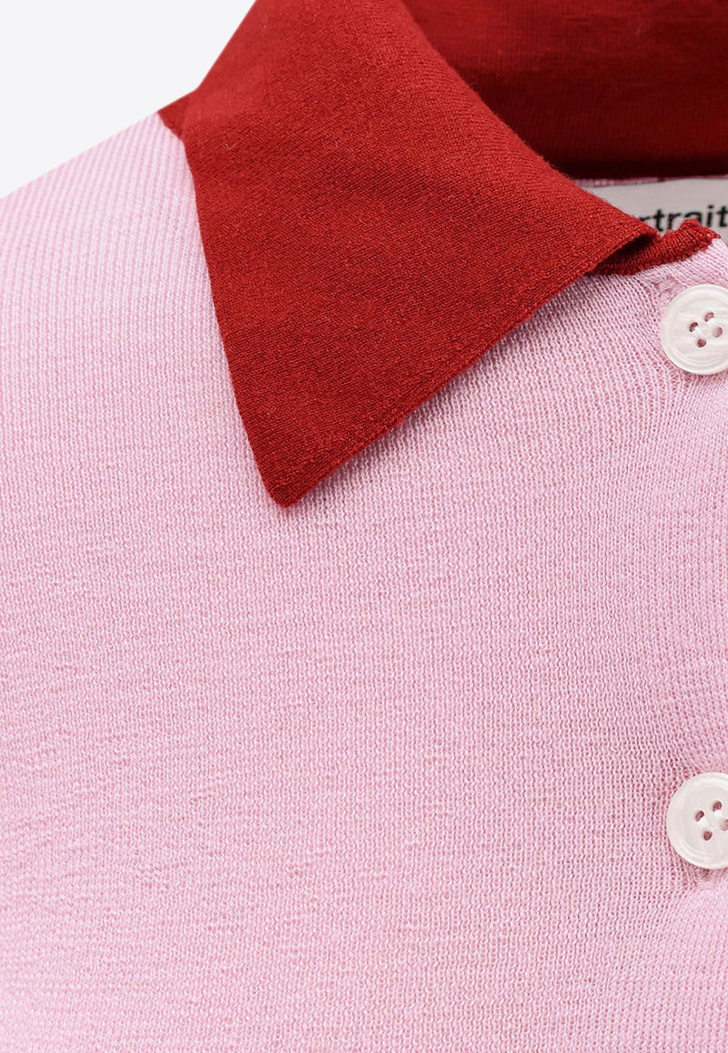 Self-Portrait Wool Cardigan with Contrasting-Collar Pink PF25097CPPINK_Pink_29842247