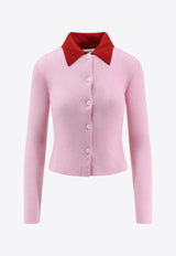 Self-Portrait Wool Cardigan with Contrasting-Collar Pink PF25097CPPINK_Pink_29842247