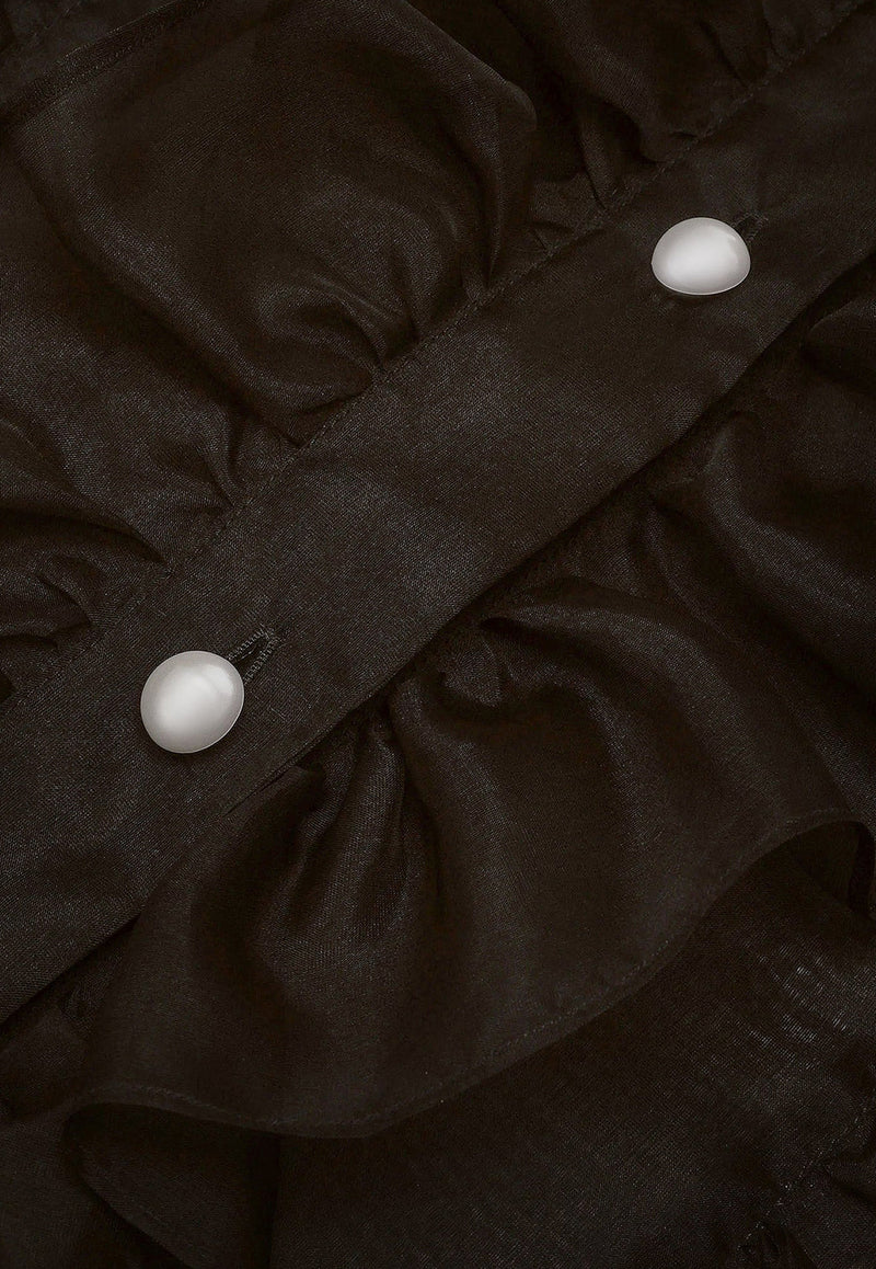 Dolce & Gabbana Organza Ruffles Long-Sleeved Shirt Black F5S10TFU1BU_N0000_Black_29845214