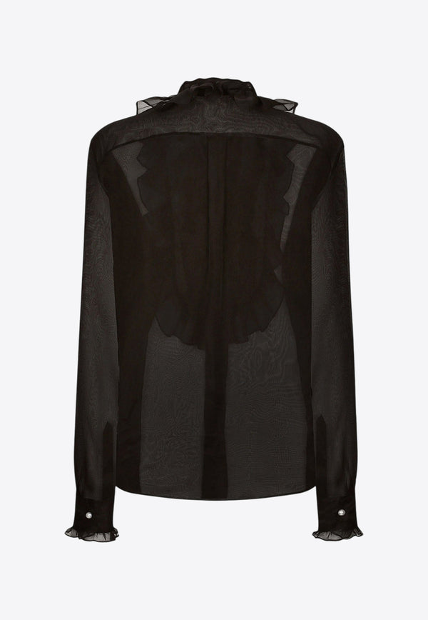 Dolce & Gabbana Organza Ruffles Long-Sleeved Shirt Black F5S10TFU1BU_N0000_Black_29845214