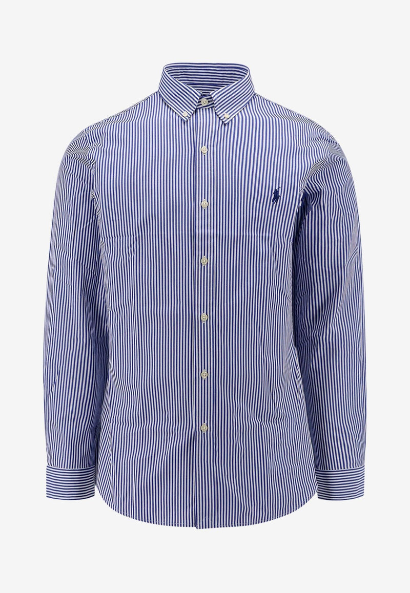 Polo Ralph Lauren Embroidered Logo Striped Shirt Blue 710928254_008_Blue_29846446