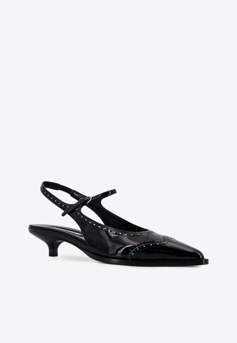 Miu Miu 35 Studded Leather Slingback Pumps Black 5I308E069_F057Z_Black_29850693