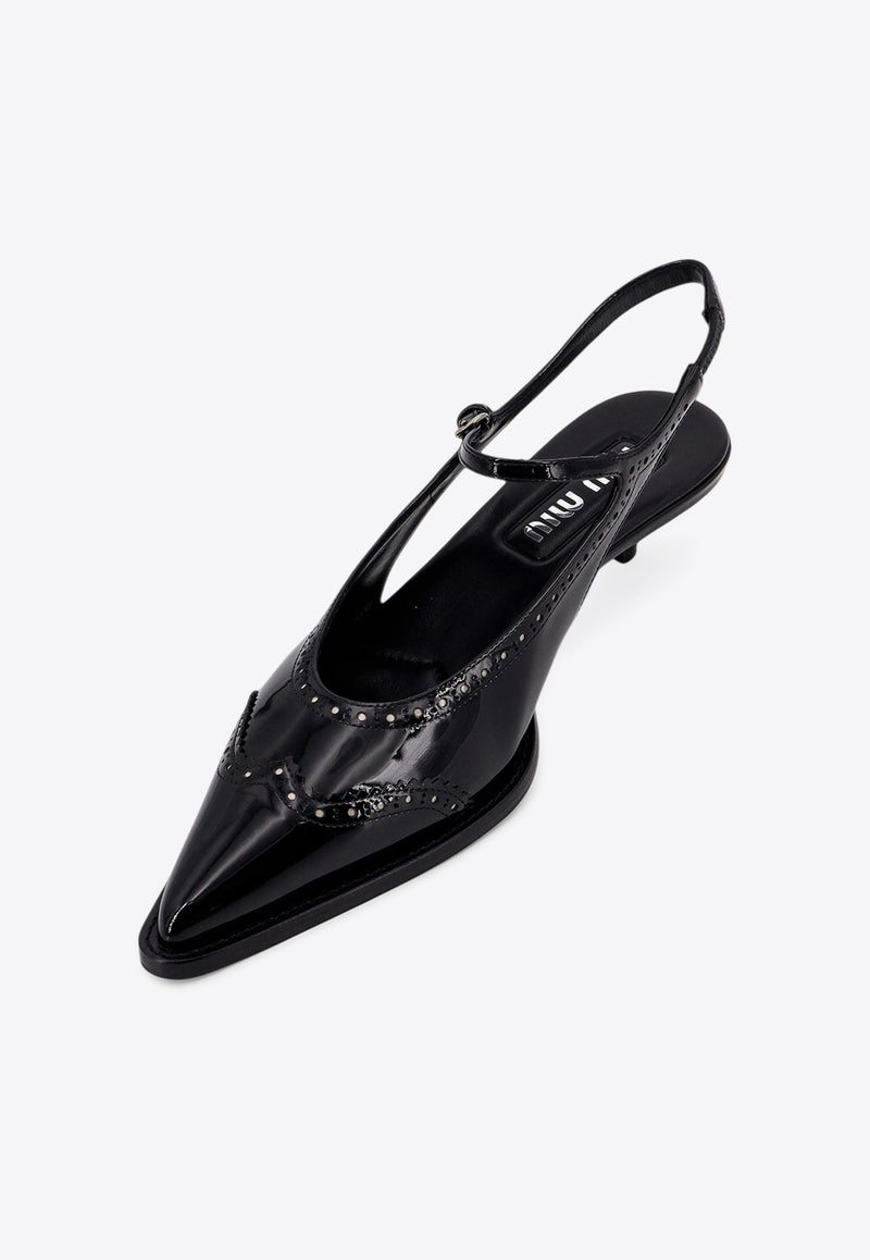 Miu Miu 35 Studded Leather Slingback Pumps Black 5I308E069_F057Z_Black_29850693