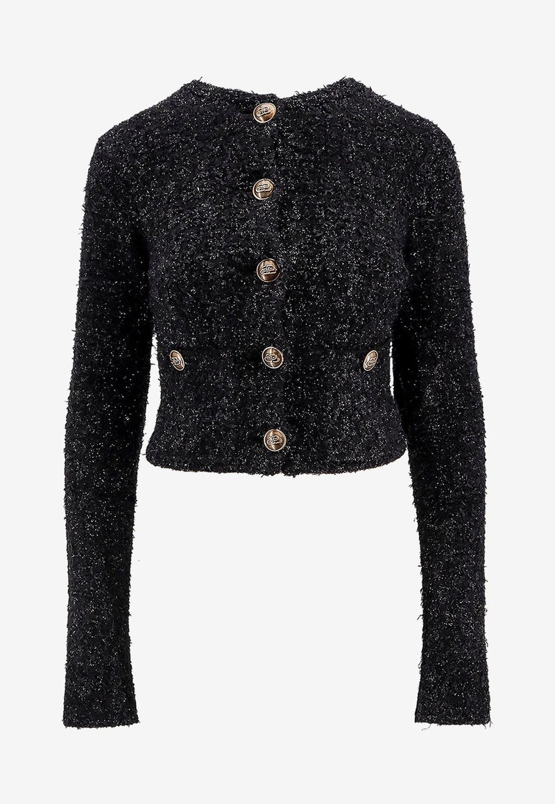 Balenciaga Knitted Tweed Cropped Cardigan Black 793604T3328_1000_Black_29843253