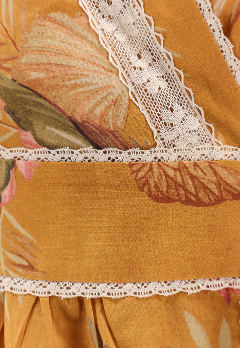 Zimmermann Ascension Frill Floral Mini Dress Mustard 3245DSS253MTDPFL_Mustard Palm Floral_29842239