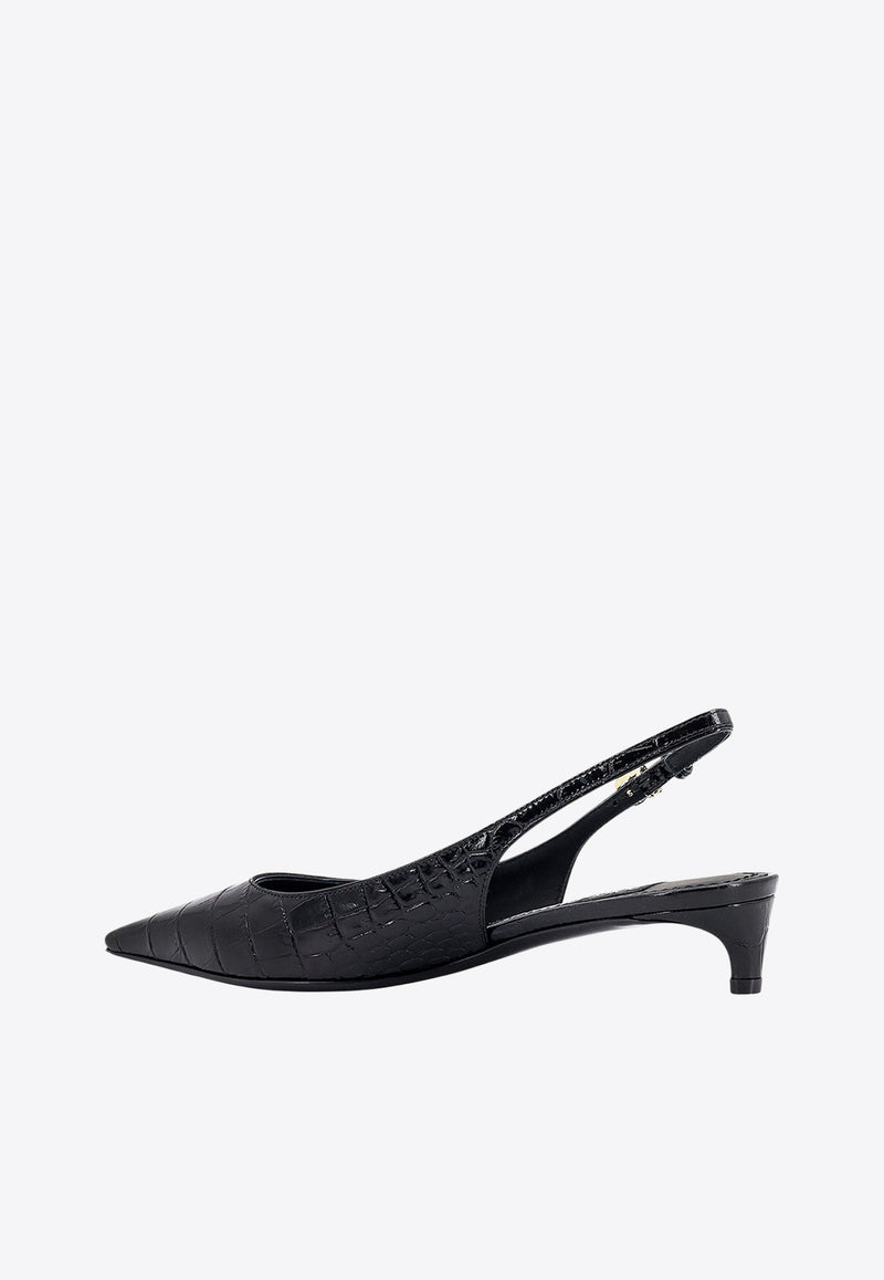 Dolce & Gabbana Mun 30 Croc-Embossed Leather Slingback Pumps Black CG0804A5491_8B956_Black_29843073
