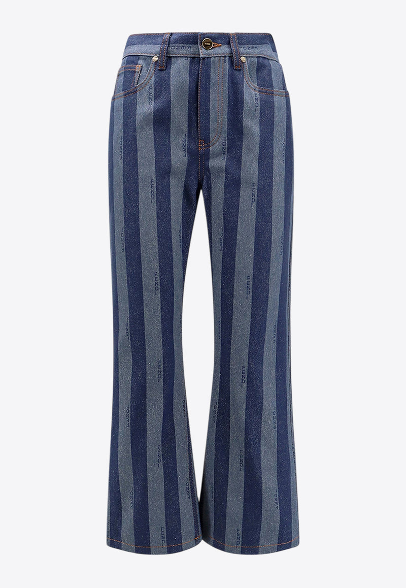 Fendi Logo Patch Striped Flared Jeans Blue FLP837AS8J_F0QB0_Blue_29853187