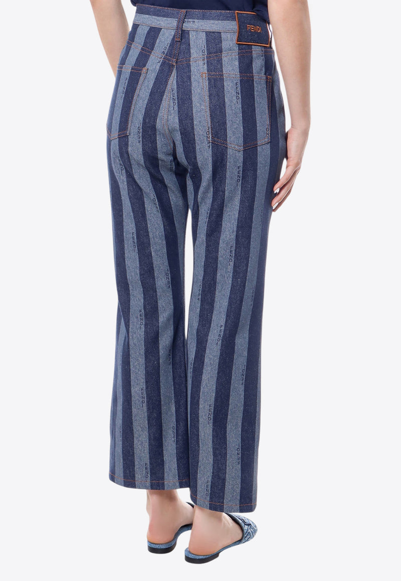 Fendi Logo Patch Striped Flared Jeans Blue FLP837AS8J_F0QB0_Blue_29853187
