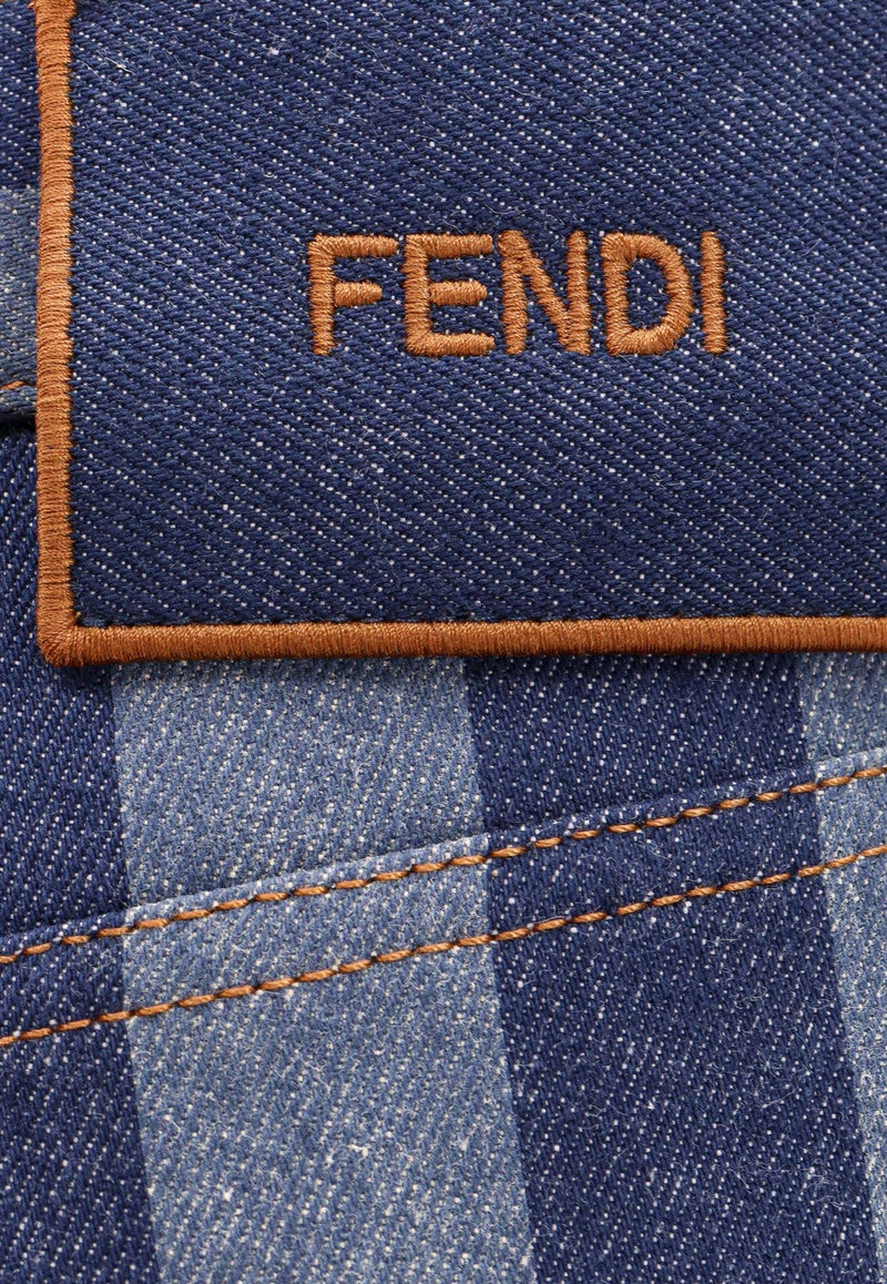 Fendi Logo Patch Striped Flared Jeans Blue FLP837AS8J_F0QB0_Blue_29853187