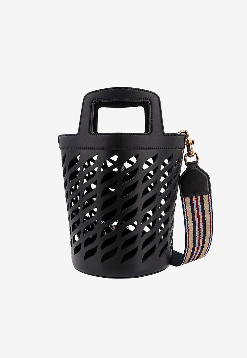 Etro Pegaso Perforated Leather Bucket Bag  Black 1P0782211_0001_Black_29840128