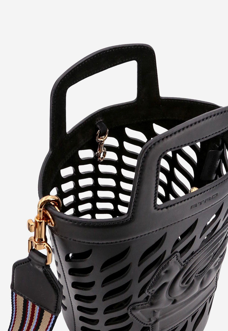 Etro Pegaso Perforated Leather Bucket Bag  Black 1P0782211_0001_Black_29840128