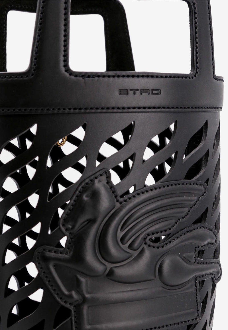 Etro Pegaso Perforated Leather Bucket Bag  Black 1P0782211_0001_Black_29840128