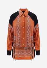 PINKO Clocks Bandana Print Asymmetric Shirt Brown 104664A2CK_LZ3_Brown_29848871