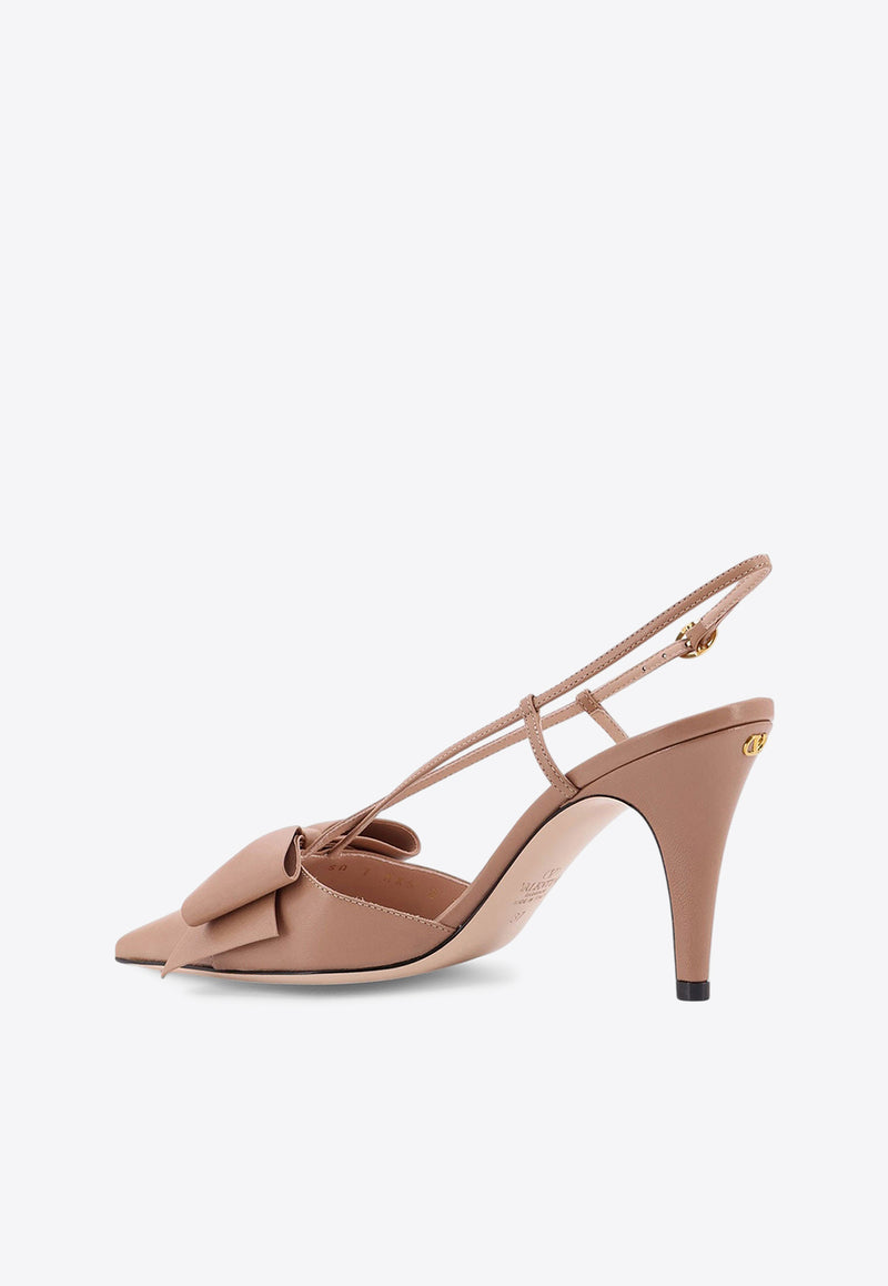 Valentino Bowow 85 Leather Slingback Pumps Pink 7W2S0MX5DDTGF9_ROSE CANNELLE_29843530