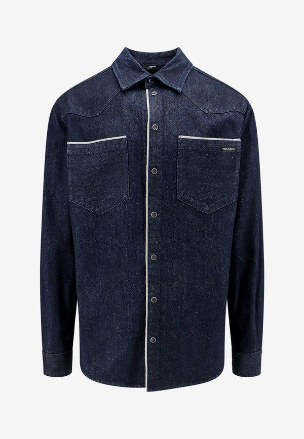 Dolce & Gabbana Western-Style Denim Shirt Blue G5LN3DG8KF1_S9001_Blue_29847110