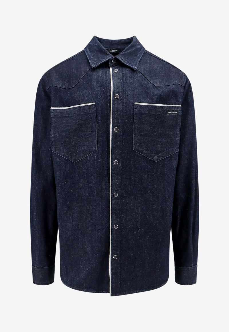 Dolce & Gabbana Western-Style Denim Shirt Blue G5LN3DG8KF1_S9001_Blue_29847110