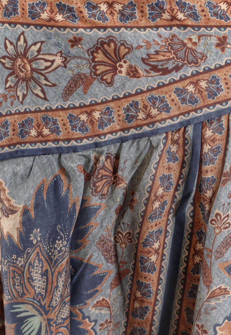 Zimmermann Ascension Floral Print Tiered Midi Skirt Multicolor 3479SSS253BLCMINFLO_Blue/Cream Indienne Floral_29841448