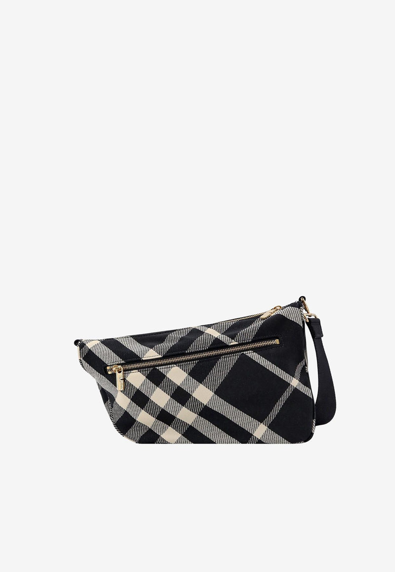 Burberry Shield Checked Shoulder Bag Black 8087625_A1003_Black_29848036