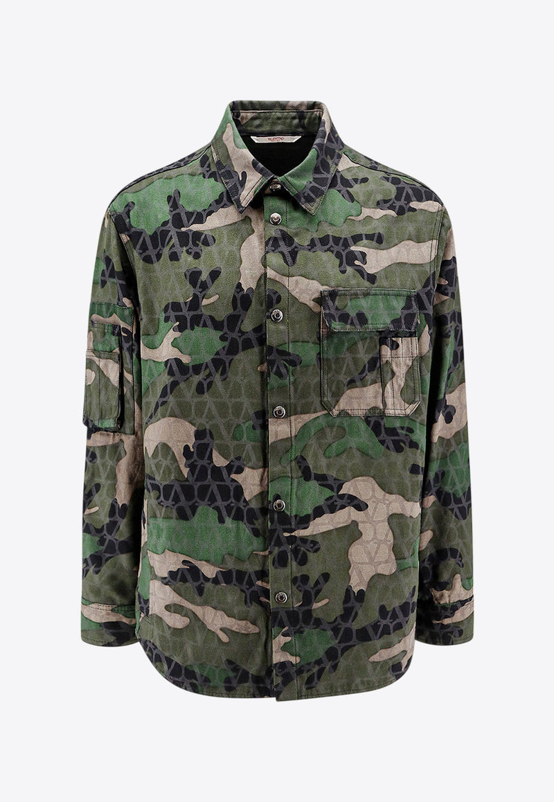 Valentino Camouflage Print Buttoned Jacket Green 5V3CIA07AA5_WUH_Green_29847162