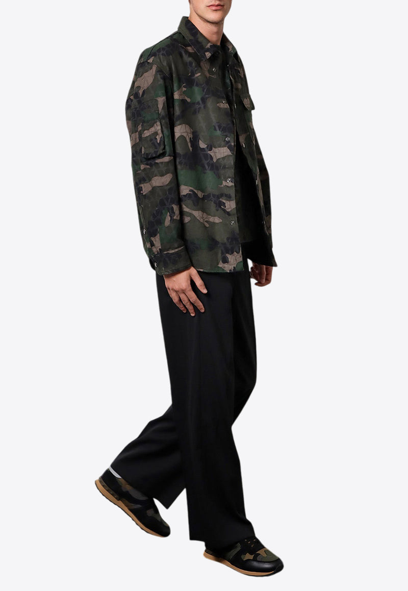 Valentino Camouflage Print Buttoned Jacket Green 5V3CIA07AA5_WUH_Green_29847162