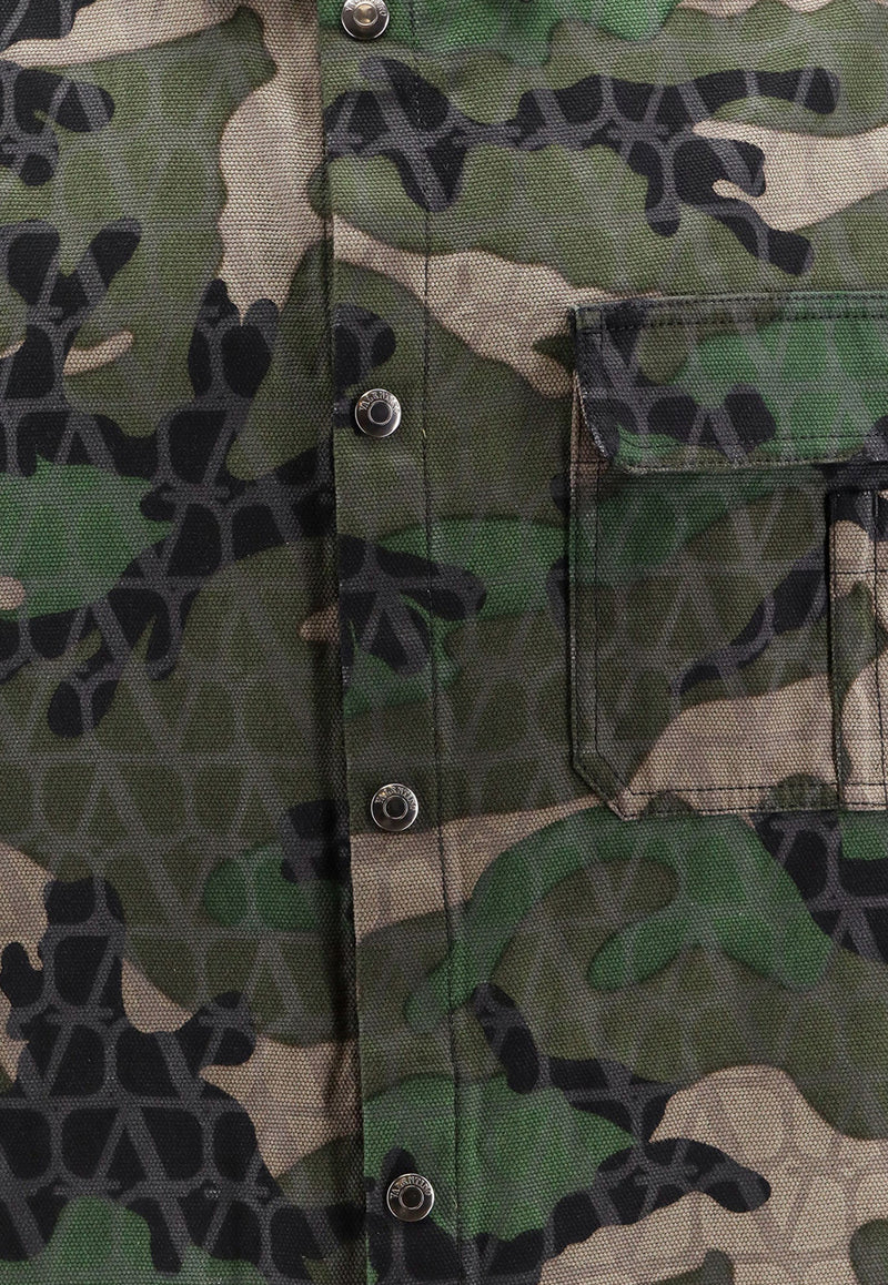 Valentino Camouflage Print Buttoned Jacket Green 5V3CIA07AA5_WUH_Green_29847162