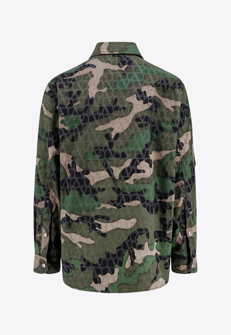 Valentino Camouflage Print Buttoned Jacket Green 5V3CIA07AA5_WUH_Green_29847162