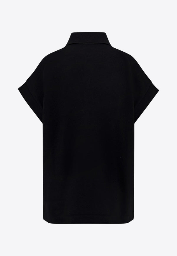 Saint Laurent Cap-Sleeved Polo T-shirt with Embroidered-Logo 824091Y37HC_1000_Black_30549861