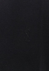 Saint Laurent Cap-Sleeved Polo T-shirt with Embroidered-Logo 824091Y37HC_1000_Black_30549861