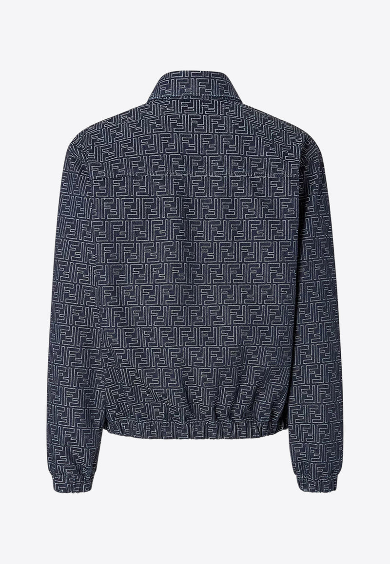 Fendi FF Jacquard Zip-Up Denim Jacket Blue FW1324AUX4F0BUZ_Blue_29851203