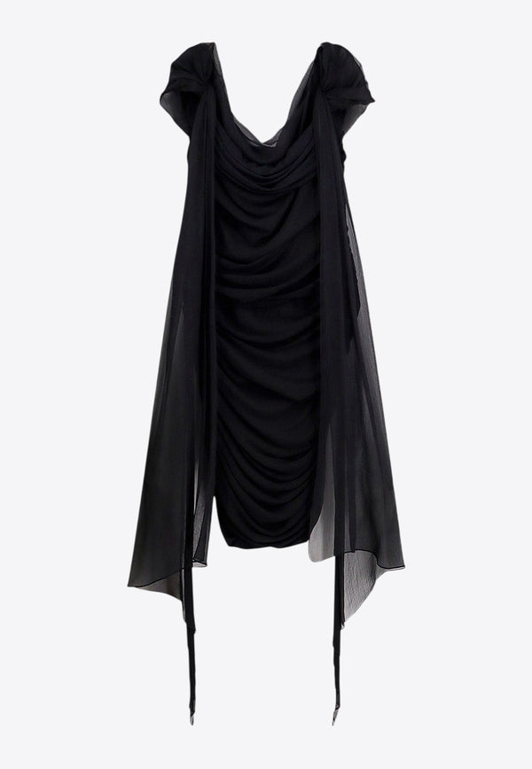 Givenchy Off-Shoulder Ruched Mini Dress Black BW21YN30YK_001_Black_29843756