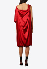 Dries Van Noten One-Shoulder Knotted Silk Dress Red 2510110531032_352_Red_29847512