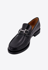 Ferragamo Fort Gancini Plaque Leather Loafers Black 021606762695_NERO_Black_29844094
