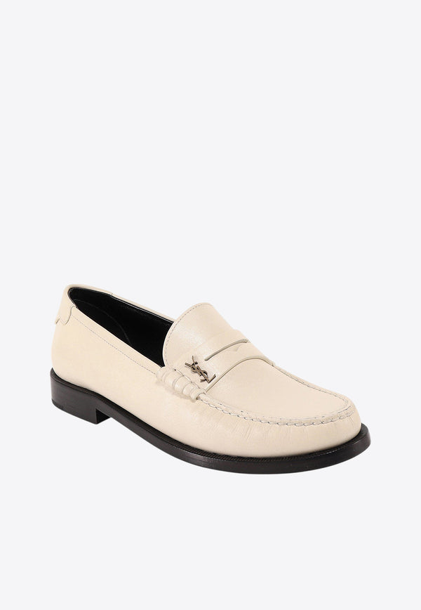 Saint Laurent Cassandre Plaque Penny Loafers Pearl 67023218RTT_1906_Beige_29853557