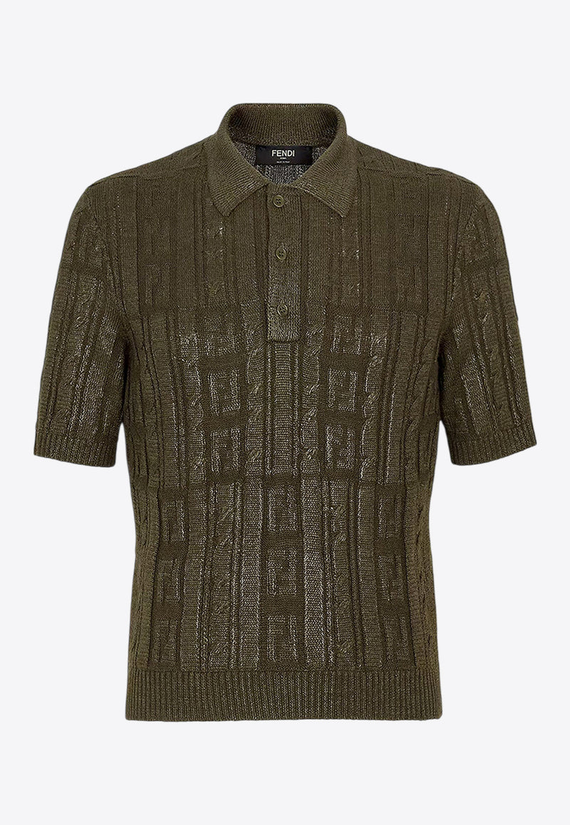 Fendi Monogram Knit Polo T-shirt Green FZC162ASGO_F0GZ4_Green_29853863