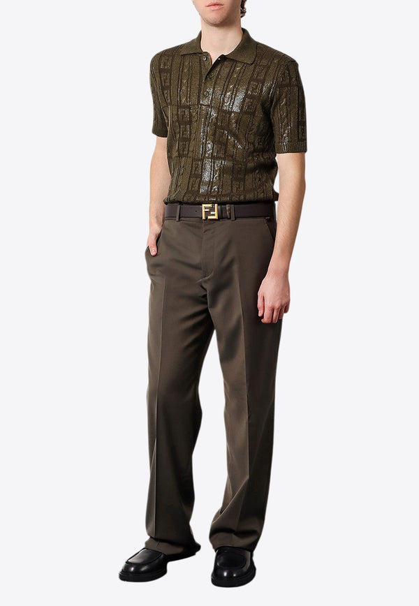 Fendi Monogram Knit Polo T-shirt Green FZC162ASGO_F0GZ4_Green_29853863