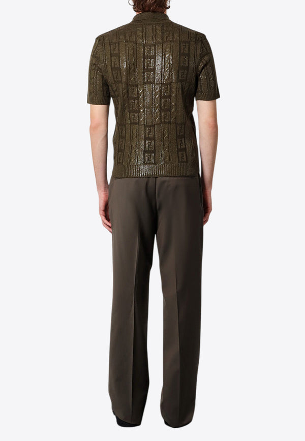 Fendi Monogram Knit Polo T-shirt Green FZC162ASGO_F0GZ4_Green_29853863