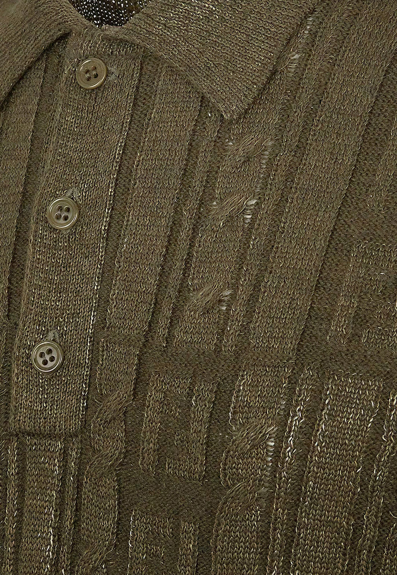 Fendi Monogram Knit Polo T-shirt Green FZC162ASGO_F0GZ4_Green_29853863